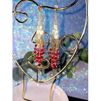 Gold and Red Chandelier Earrings