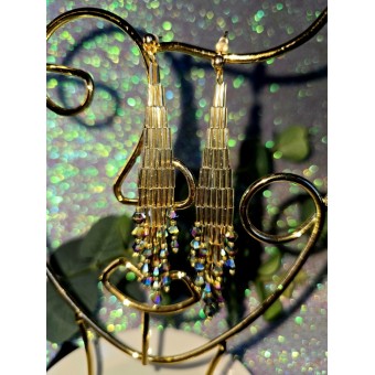Gold and Multicolour Chandelier Earrings